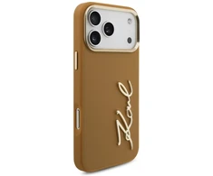 Karl Lagerfeld Karl Script Logo dėklas skirtas Apple iPhone 17 Pro Max rudos spalvos