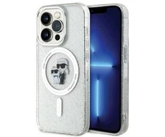 Karl Lagerfeld Karl&amp;Choupette Glitter MagSafe dėklas iPhone 15 Pro - skaidrus