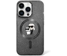 Karl Lagerfeld Karl&amp;Choupette Glitter MagSafe dėklas iPhone 11 / Xr - Juodos spalvos