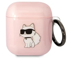 Karl Lagerfeld KLA2HNCHTCP dėklas Airpods 1/2 rožinis/rožinis Ikonik Choupette