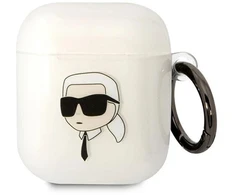 Karl Lagerfeld KLA2HNIKTCT AirPods 1/2 dėklas permatomas Karlo galva