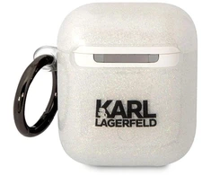 Karl Lagerfeld KLA2HNKCTGT Airpods 1/2 dėklas, permatomas su blizgučiais Karl &amp; Choupette