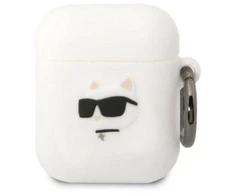 Karl Lagerfeld KLA2RUNCHH AirPods 1/2 dangtelis balta/balta Silikoninis Choupette Head 3D
