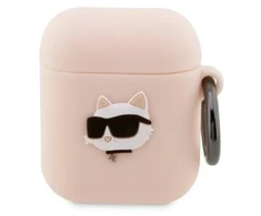 Karl Lagerfeld KLA2RUNCHP AirPods 1/2 dėklas rožinis/rožinis Silikoninis Choupette Head 3D