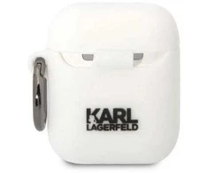 Dėklas Karl Lagerfeld KLA2RUNIKH AirPods 1/2 dangtelis baltas Silikoninis Karl Head 3D