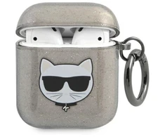 Karl Lagerfeld KLA2UCHGK AirPods 1/2 dėklas juodas/juodas su blizgučiais Choupette