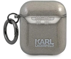 Karl Lagerfeld KLA2UCHGK AirPods 1/2 dėklas juodas/juodas su blizgučiais Choupette