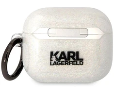 Karl Lagerfeld KLA3HNKCTGT Airpods 3 dėklas permatomas su blizgučiais Karl&amp;Choupette