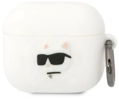 Karl Lagerfeld KLA3RUNCHH Silikoninis 3D Choupette galvos dėklas AirPods 3, baltas