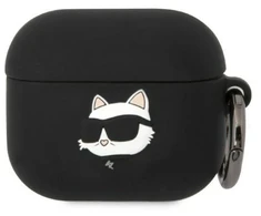 Karl Lagerfeld KLA3RUNCHK AirPods 3 dėklas juodas/juodas Silikoninis Choupette Head 3D