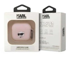 Dėklas Karl Lagerfeld KLA3RUNCHP AirPods 3 dangtelis rožinis/rožinis Silikoninis Choupette Head 3D