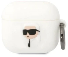 Karl Lagerfeld KLA3RUNIKH AirPods 3 dėklas, baltas, silikoninis, su 3D Karl galva