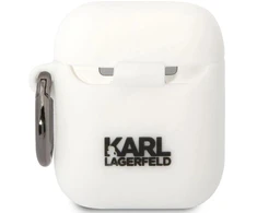 Karl Lagerfeld KLACA2SILKCW Dėklas AirPods 1/2 baltas Silikoninis Karl &amp; Choupette