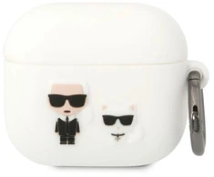 Karl Lagerfeld KLACA3SILKCW AirPods 3 dėklas baltos spalvos silikoninis Karl & Choupette