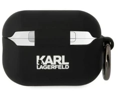 Karl Lagerfeld KLAP2RUNCHK AirPods Pro 2 dėklas, juodas/juodas Silikoninis Choupette galvos 3D dizainas