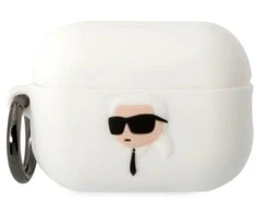 Karl Lagerfeld KLAP2RUNIKH AirPods Pro 2 apsauginis dėklas balta/balta Silikoninis Karl Head 3D