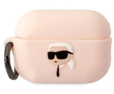 Karl Lagerfeld KLAP2RUNIKP dėklas AirPods Pro 2, rožinis/rožinis, silikoninis, su 3D Karl galva