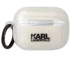 Karl Lagerfeld KLAPHNKCTGT Apsauginis dėklas Airpods Pro, permatomas, su blizgučiais, Karl &amp; Choupette