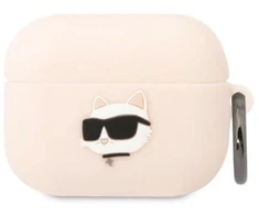 Karl Lagerfeld KLAPRUNCHP silikoninis AirPods Pro dėklas, rožinis/rožinis, su 3D Choupette galva