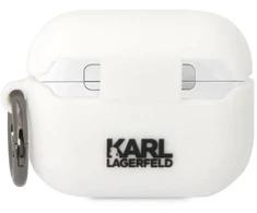 Karl Lagerfeld KLAPRUNIKH AirPods Pro dėklas, baltas, silikono, 3D Karl Head