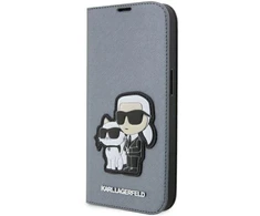 Karl Lagerfeld KLBKP14LSANKCPG Apple iPhone 14 Pro 6.1″ bookdėklas sidabrinis Saffiano Karl &amp; Choupette