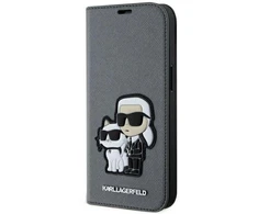 Karl Lagerfeld KLBKP14SSANKCPG Apple iPhone 14 15 13 6.1″ bookdėklas sidabrinis Saffiano Karl &amp; Choup