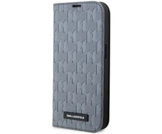 Karl Lagerfeld KLBKP14XSAKLHPG Apple iPhone 14 Pro Max 6.7″ bookdėklas sidabrinis Saffiano Monogram