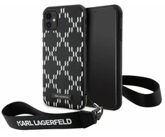 Karl Lagerfeld KLHCN61SAKLMBSK Apple iPhone 11/ Xr 6.1″ juodos spalvos kietas dėklas Monogram Losange Saffiano