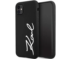 Karl Lagerfeld KLHCN61SKSVGK Apple iPhone 11 /Xr 6.1″ juodos spalvos kietas dėklas Silicone Signature