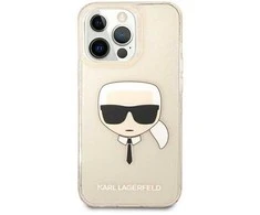 Karl Lagerfeld KLHCP13LKHTUGLGO iPhone 13 Pro / 13 6.1 aukso spalvos deklas Glitter Karl`s Head