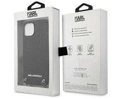 Karl Lagerfeld KLHCP13SPMK iPhone 13 mini 5,4 deklas juodas / juodas Tekstūruota oda su grandinėle