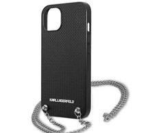 Karl Lagerfeld KLHCP13SPMK iPhone 13 mini 5,4 deklas juodas / juodas Tekstūruota oda su grandinėle
