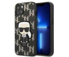 Karl Lagerfeld KLHCP13SPMNIKBK Apple iPhone 13 mini 5,4″ kietas dėklas juodos spalvos Monogram Ikonik Patch