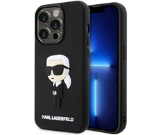 Karl Lagerfeld KLHCP14L3DRKINK Apple iPhone 14 Pro 6.1″ juodos spalvos kietas dėklas Rubber Ikonik 3D