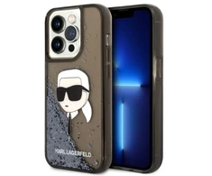 Karl Lagerfeld KLHCP14LLNKHCK Apple iPhone 14 Pro 6,1″juodos spalvos kietas dėklas Glitter Karl Head