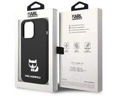 Karl Lagerfeld KLHCP14LSLCTBK iPhone 14 Pro 6.1 deklas juodas / juodas silikoninis Choupette korpusas