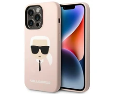 Karl Lagerfeld Liquid Silikoninis dėklas skirtas iPhone 14 Pro, rožinis
