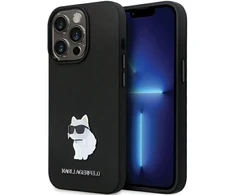 Apple iPhone 14 Pro Karl Lagerfeld dėklas Silicone C Metal Pin (KLHCP14LSMHCNPK) juodos spalvos