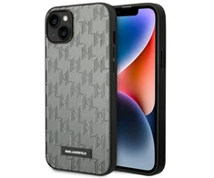 Karl Lagerfeld KLHCP14MSAKLHPG Apple iPhone 14 Plus / 15 Plus 6,7″ kietas dėklas pilkos spalvos Saffiano Mono Metal