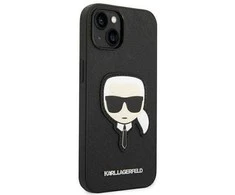 Karl Lagerfeld KLHCP14MSAPKHK iPhone 14 Plus 6,7 juodas/juodas deklas Saffiano Karl`s Head Patch