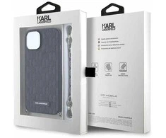 Karl Lagerfeld KLHCP14SSACKLHPK iPhone 14 6,1 juodos/juodos spalvos deklas Saffiano Monogram Chain