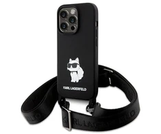 Karl Lagerfeld KLHCP15XSCBSCNK Apple iPhone 15 Pro Max 6.7″ kietas dėklas juodos spalvos Crossbody Silicone Choupe