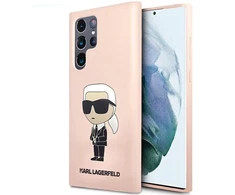 Karl Lagerfeld KLHCS23LSNIKBCP Samsung Galaxy S23 Ultra S918 kietas dėklas rožinės spalvos Silicone Ikonik