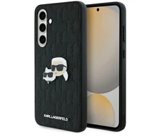 Karl Lagerfeld KLHCS24FEPGKLKCPK Samsung Galaxy S24 FE S721 juodos spalvos kietas dėklas Monogram Karl&Chaoupette Head Pin