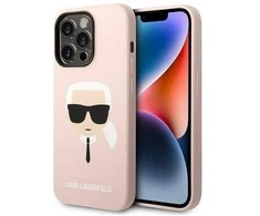 Karl Lagerfeld KLHMP14LSLKHLP iPhone 14 Pro 6.1 deklas šviesiai rožinis / šviesiai rožinis Silikoninis Karl`s Head Magsafe