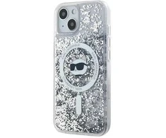 Dėklas Karl Lagerfeld Liquid Glitter Choupette Head MagSafe dėkliukas iPhone 13“ – skaidrus