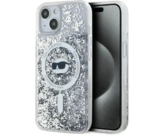 Karl Lagerfeld KLHMP13MLGCHSGH Apple iPhone13 6.1″ kietas dėklas skaidrus Liquid Glitter Choupette Head Mags