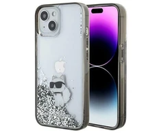 Apple iPhone 15 Karl Lagerfeld Hardcase Liquid Glitter Choupette (KLHCP15SLKCNSK) dėklas telefonui skaidrus