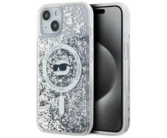 Dėklas Karl Lagerfeld Liquid Glitter Choupette Head MagSafe dėkliukas iPhone 13“ – skaidrus