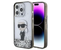 Karl Lagerfeld KLHCP15LLKKNSK Apple iPhone 15 Pro 6.1″ skaidrus kietas dėklas Liquid Glitter Ikonik